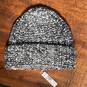 NWT Madewell Marled Alpaca Wool Blend Chunky Cozy Gray and Black Beanie